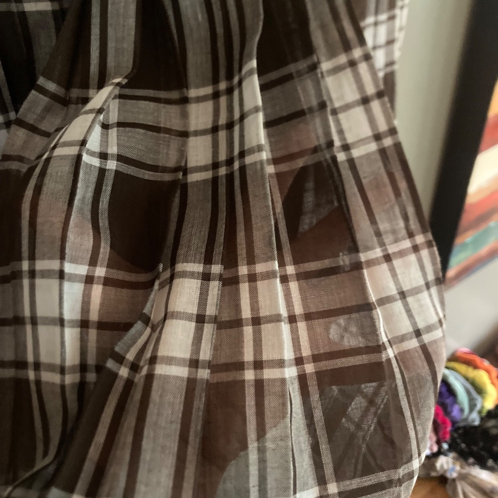 I. Magnin Abe Schrader 1960s 60s vintage summer dress suit in brown plaid - Picture 9 of 15